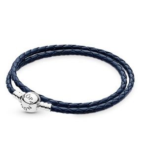 Blue leather Pandora bracelet